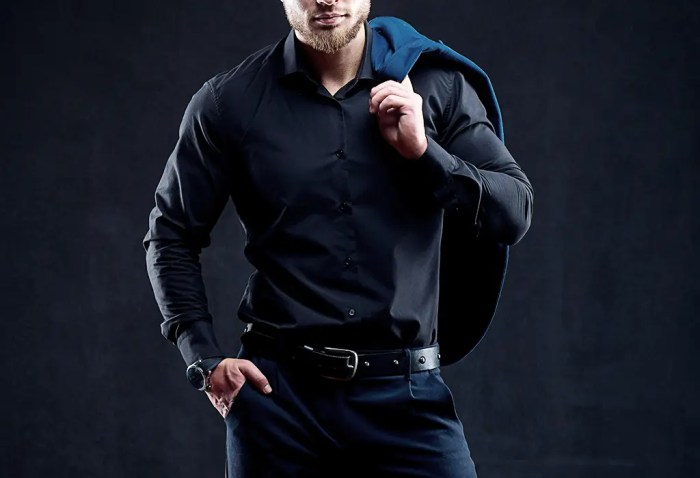 Mens dress shirts black