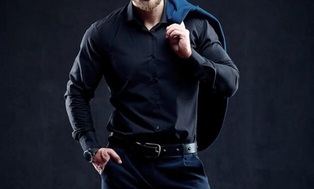 Men's black dress shirt