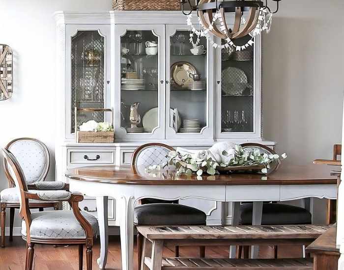 How to decorate a hutch in dining room